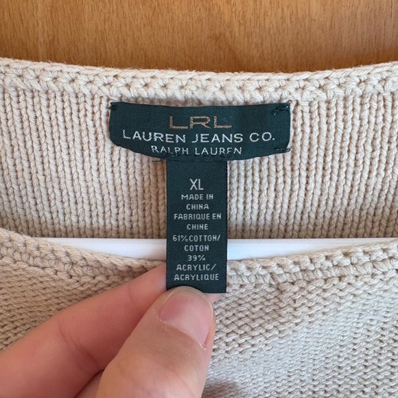 LRL Ralph Lauren Jeans Co Southwestern Geometric Knit Sweater XL Beige Red Black - Picture 2 of 9